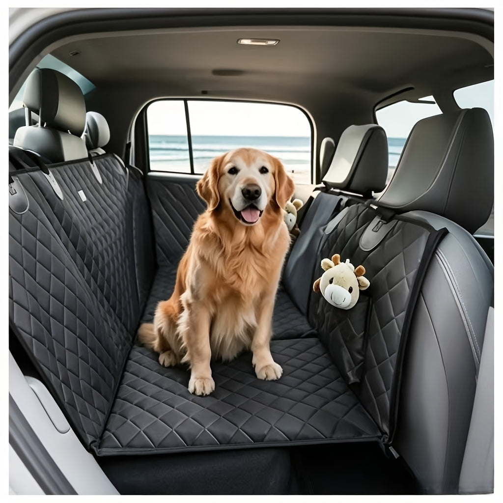 Dog Car Seat Protector with Hard Bottom, Scratch-Resistant Back Seat Extender in Black for Pet Travel in Cars, SUVs and Trucks