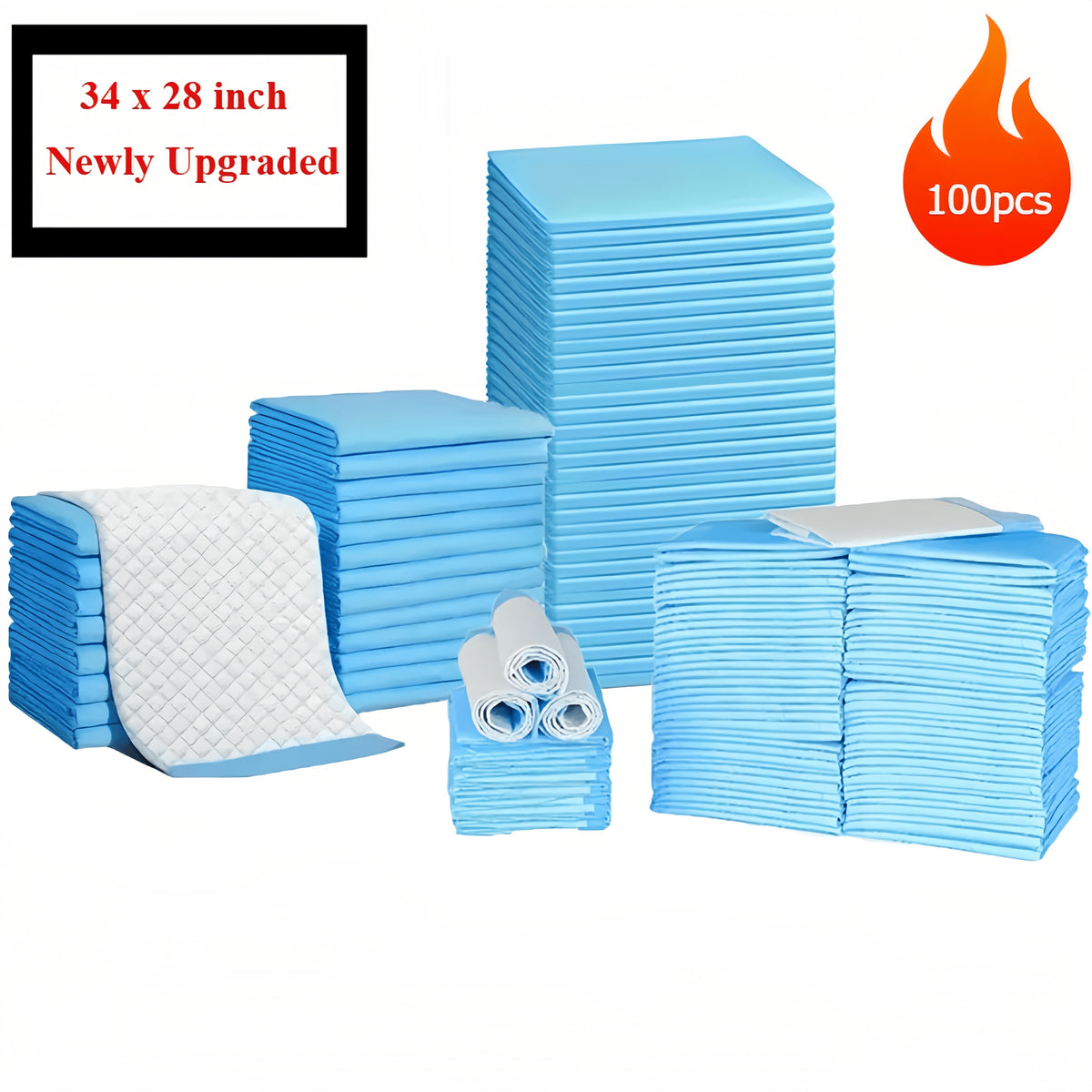 Dog Pee Pads 34 x 28 Inch, Disposable Absorbent Puppy Potty Training Pads with Leak Protection and Odor Control, 100 or 126 Count Options