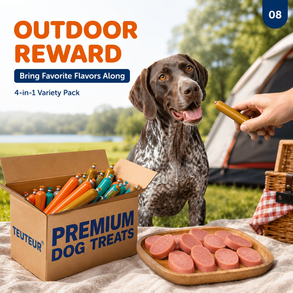 Dog Treat Variety Packs with Chicken and Duck Jerky Combo, Assorted Jerky and Sausage or Hot Dog Snack Options for Supervised Training Rewards