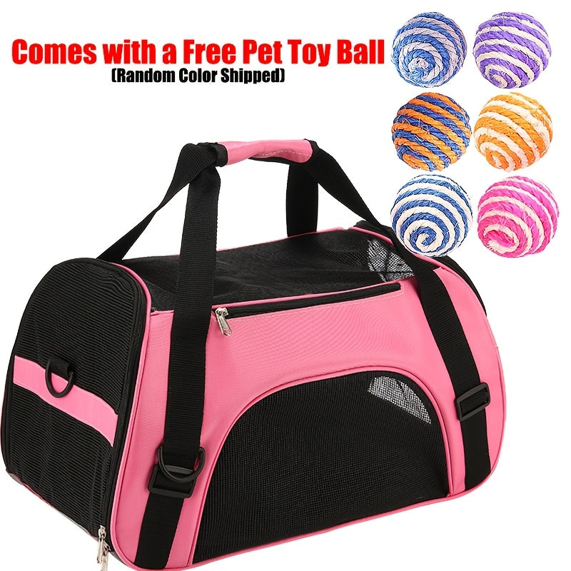 Soft Pet Carrier Crossbody Bag, Lightweight Foldable Travel Carrier for Small Dogs and Kittens, Blue or Pink with S, M and L Options for Walks and Vet Visits