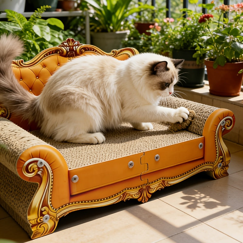 Cat Scratching Pad Sofa, European-Style Cat Lounger and Empress Bed for Indoor Scratching and Rest, Purple Yellow or Green, Big or Small