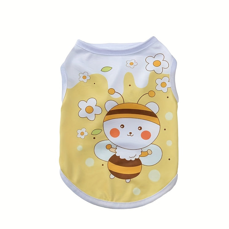 Cartoon Pet Vests 6 Pack for Dogs and Cats, Gray Cute Rabbit Drink Print Clothing in XS to XL for Everyday Outfits and Pet Photo Moments