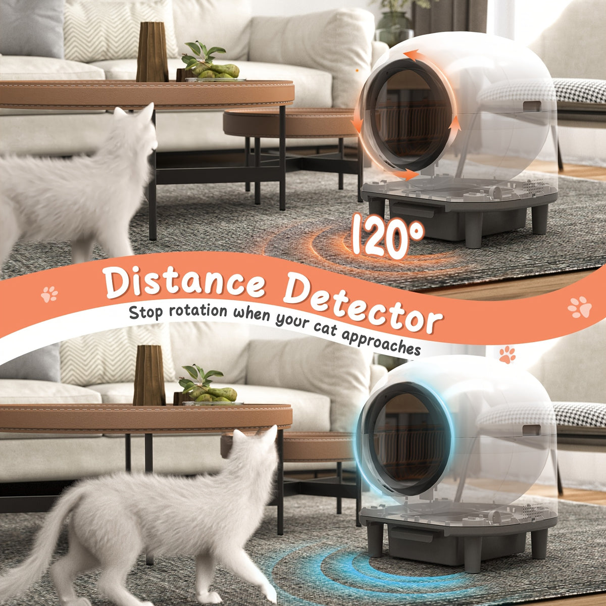 Self Cleaning Litter Box with 90L Interior and 10L Waste Drawer, App-Controlled White Automatic Cat Toilet with Entry Step and Litter Mat