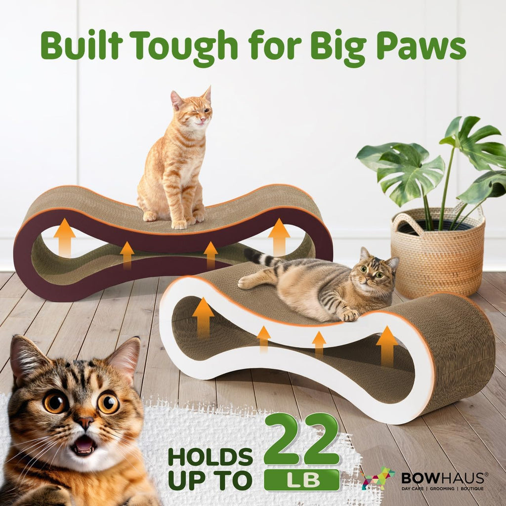 Infinity Cat Scratcher Lounger, 33.9-Inch Reversible High-Density Cardboard Scratching Bed for Indoor Cats, Five-Layer Design in Brown or White