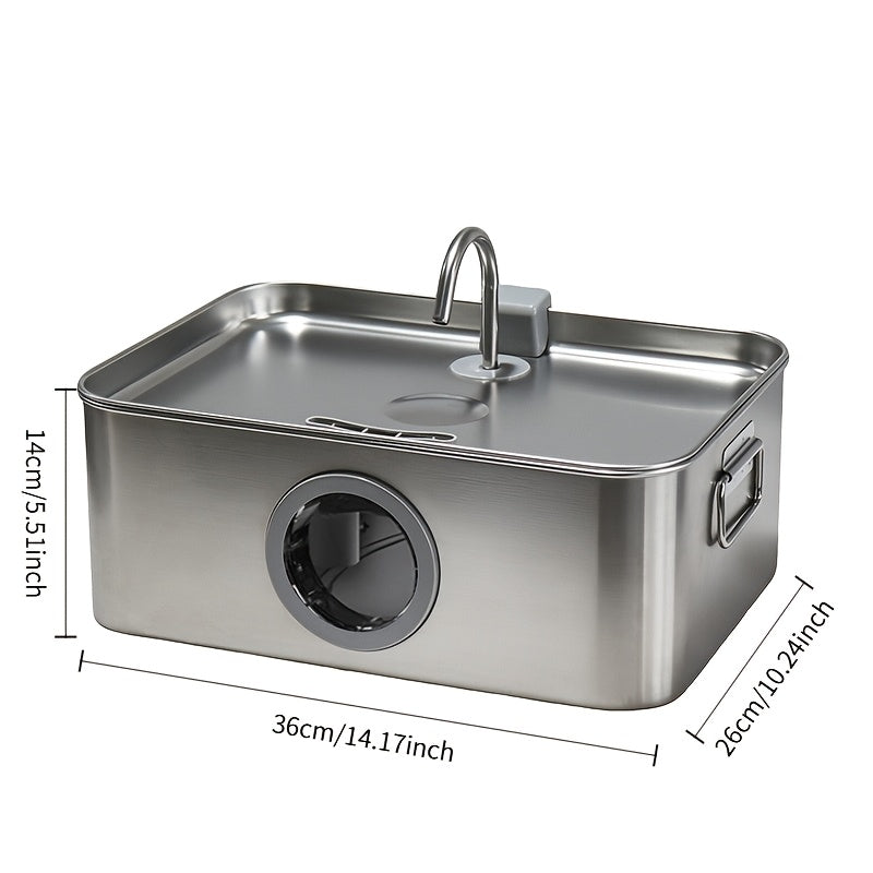 Stainless Steel Dog Water Fountain 12L 3.2 Gal for Large Dogs and Multi-Pet Homes, Ultra Quiet Pet Water Dispenser with Water Level Window, Dry Burn Protection and Red Blue Indicator Lights, Easy to Clean, Without Battery