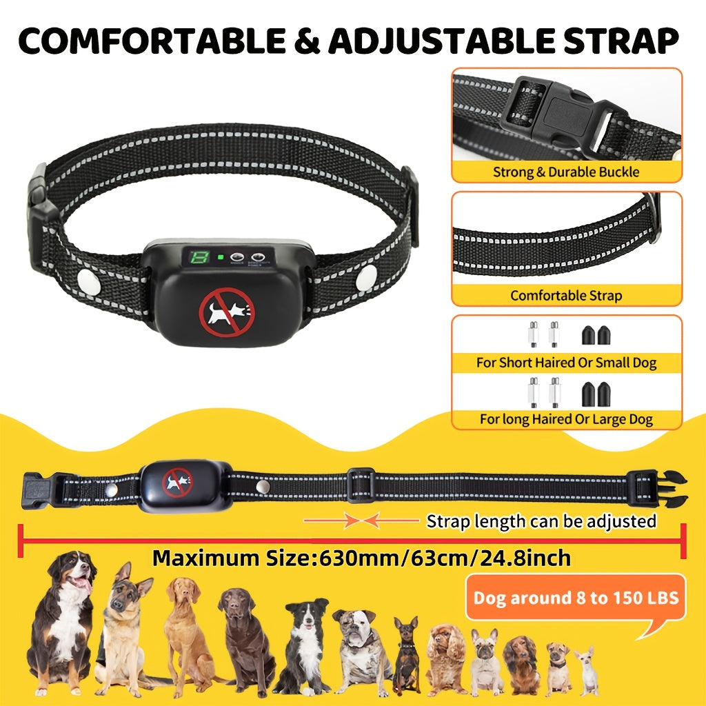 Automatic Dog Bark Collar with Adjustable Black Strap, 3 Listed Modes and Digital Display for Owner-Supervised Bark Control Training
