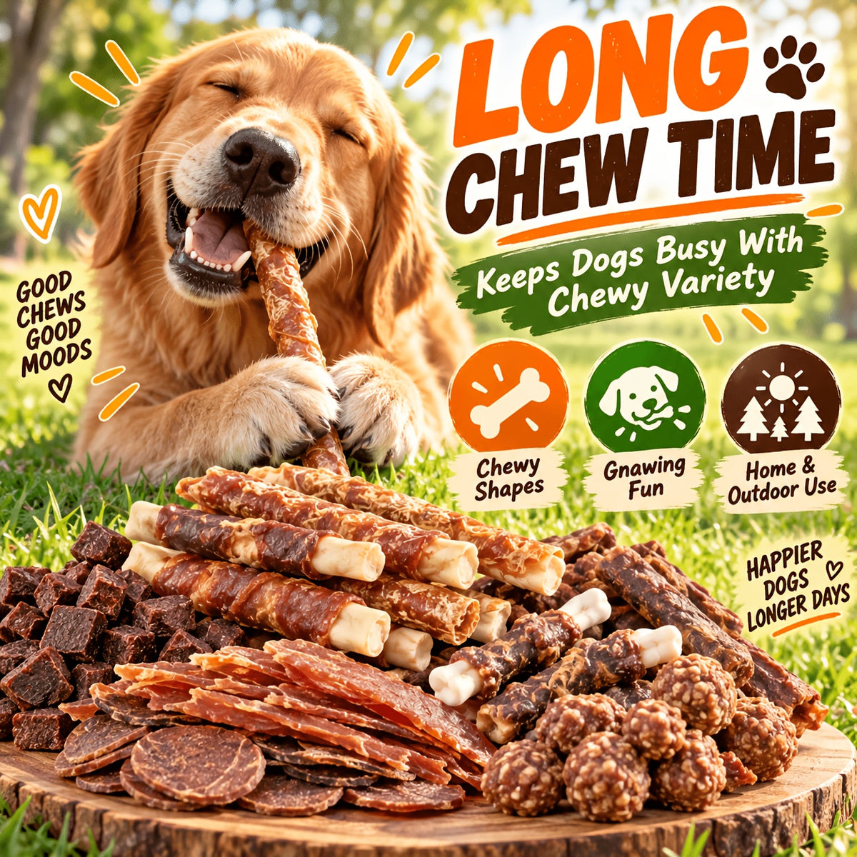 Dog Snack Variety Selection with Chicken Liver, Duck Jerky, Beef Cubes and Sweet Potato Donut Options for Supervised Training Rewards