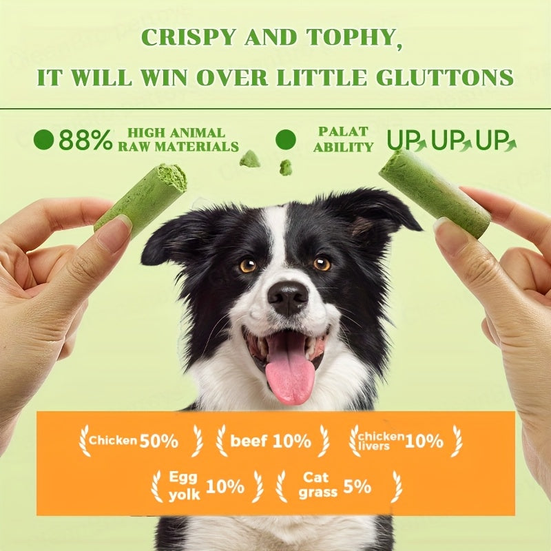 Freeze-Dried Dog Grass Chew Sticks, 15 Count Canine Treat Pack for Supervised Snack Time, Everyday Rewards and Dog Lover Gift Baskets