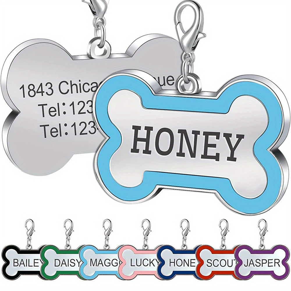 Personalized Metal Pet Tag for Dogs and Cats, Single Engraved Name ID Tag in Seven Colors for Everyday Identification and Pet Parent Gifts
