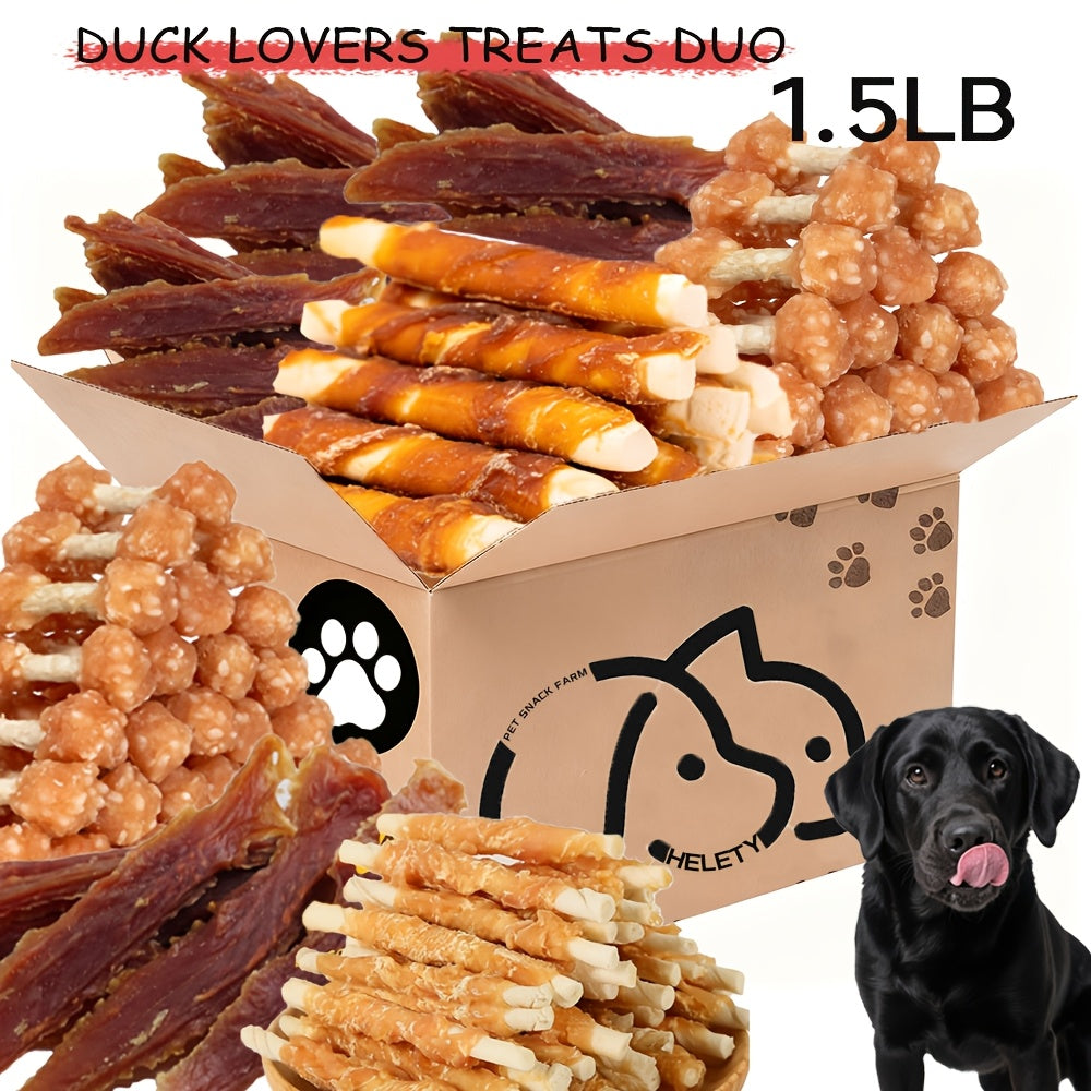 Chewy Duck Jerky Dog Treats for Supervised Training and Daily Rewards, Happy Beak Bites, Duckie Delights and Dual Flavor Pack Options