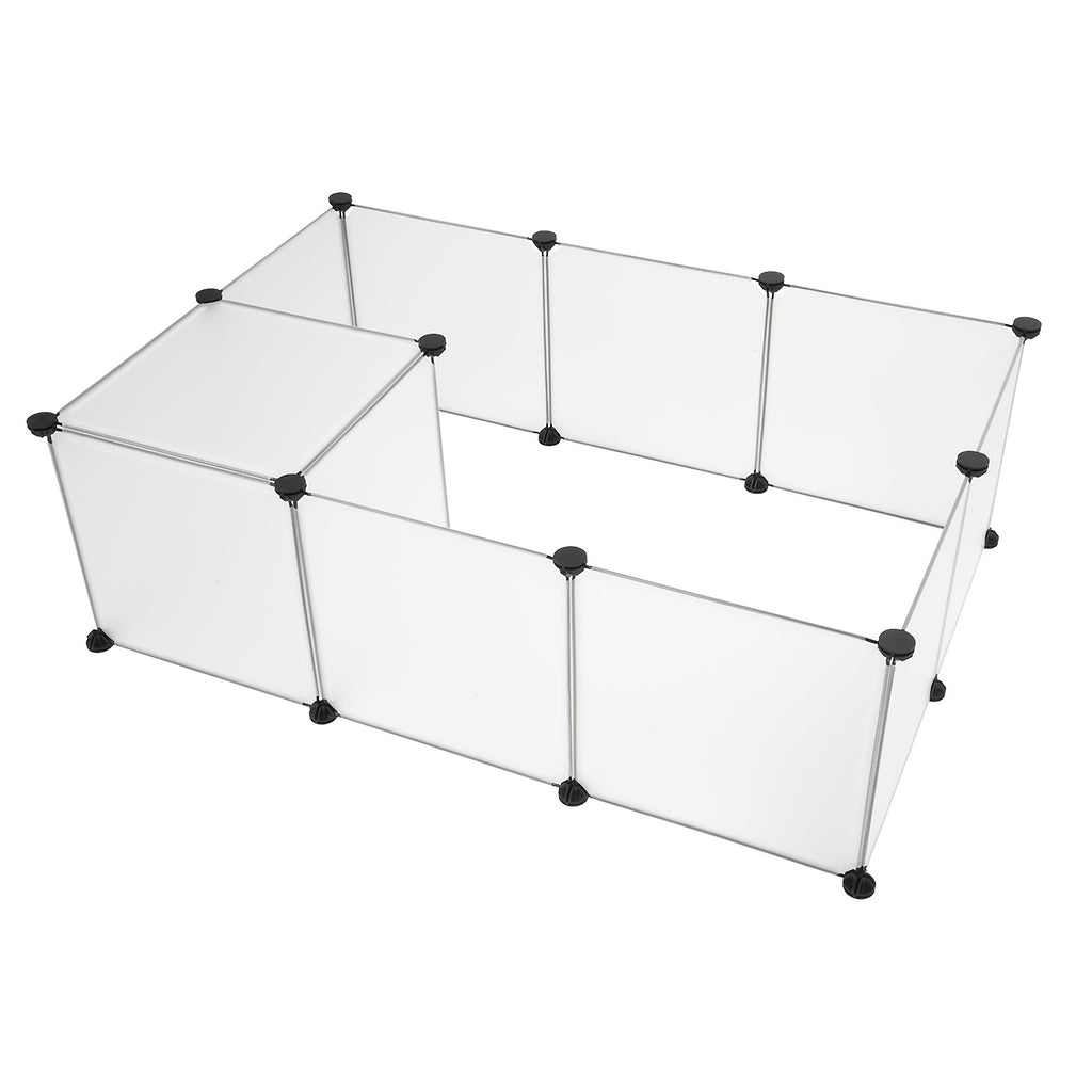 Plastic Pet Playpen with 12 Modular Panels, Portable DIY Indoor Fence for Small Animals and Puppies, Connectors and Assembly Mallet Included