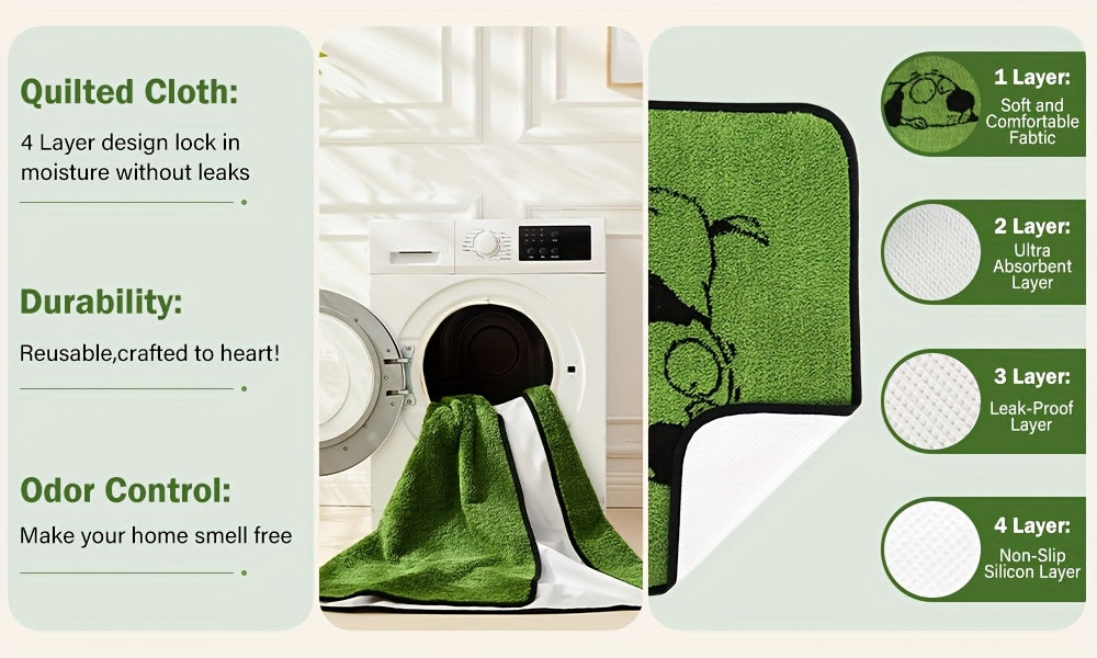 Washable Pee Pads for Dogs 18 x 24 Inches, Reusable Non-Slip Puppy Potty Training Mats with Dog Designs for Floors, Crates and Couches