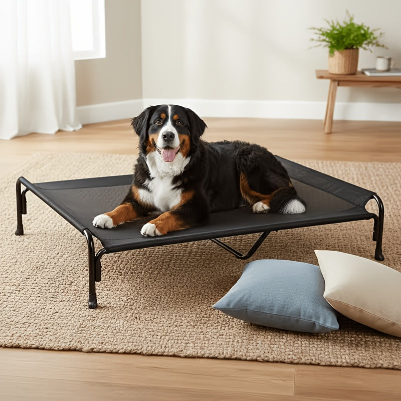 Elevated Dog Bed with Sloped Headrest, Breathable Raised Pet Cot in M to XXL Sizes for Indoor Lounging, Outdoor Rest and Camping