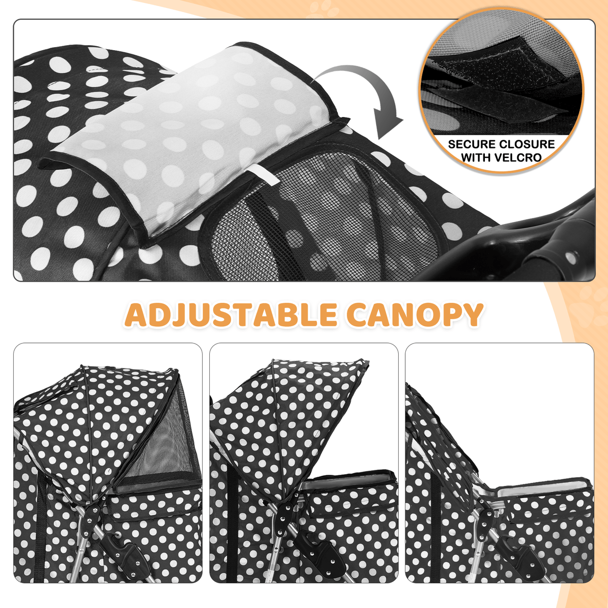 Pet Stroller with Storage Basket and Cup Holder, Magshion Three-Wheel Foldable Pushchair for Small and Medium Dogs and Cats, 14 Color and Pattern Options