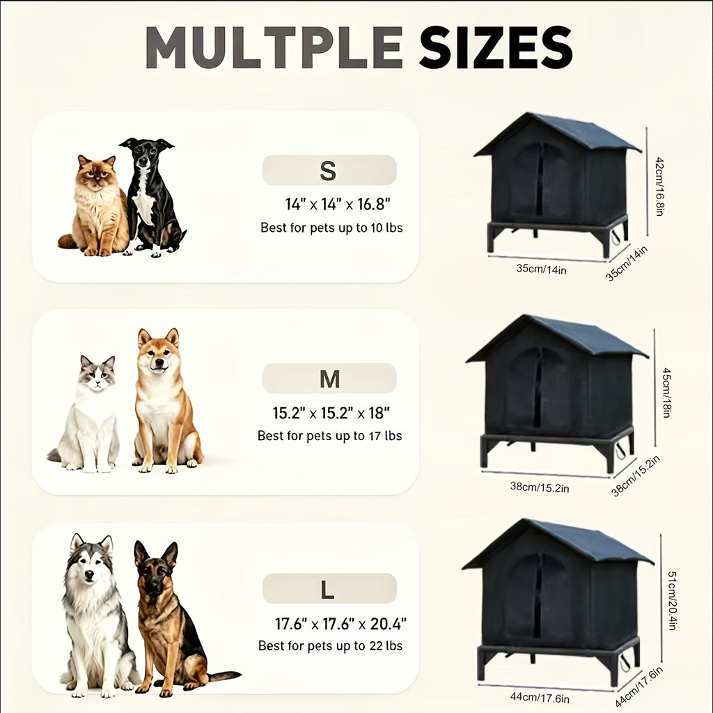 Insulated Dog House with Thermal Aluminum Foil Lining, Portable Foldable Pet Shelter for Small Dogs and Cats, Easy Assembly with Multiple Size Options