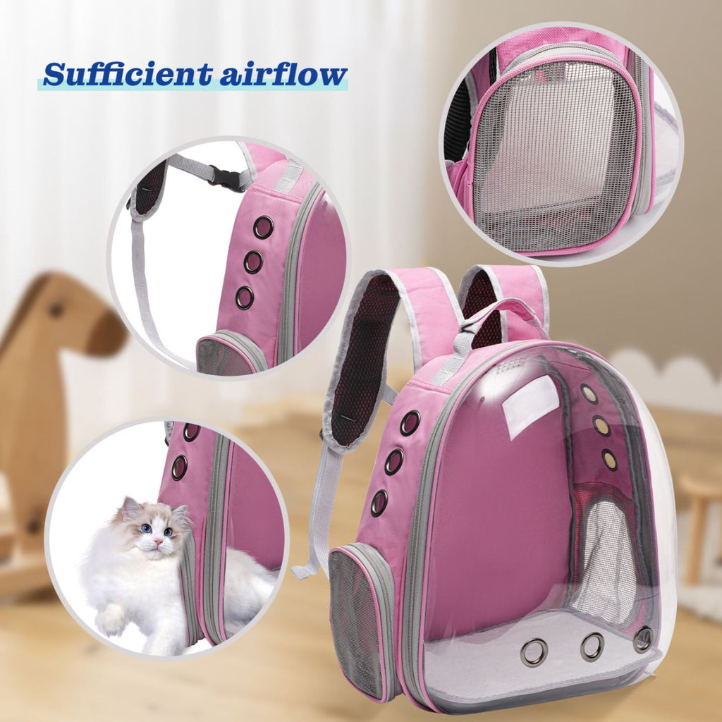 Ventilated Cat Backpack Carrier, Space Capsule Pet Travel Bag for Cats and Puppies, White or Peach One-Size Design for Outdoor Outings