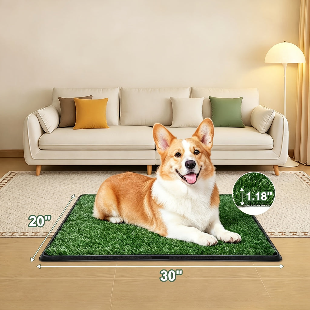 Puppy Grass Potty Training Pad with Tray, Reusable 4-Layer Artificial Turf Dog Toilet in Three Sizes for Apartments, Balconies and RV Travel