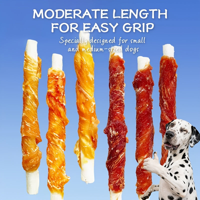 Chicken and Duck Wrapped Rawhide Dog Chews, 3.53oz Mixed Beefhide Stick Treats with Meat Wrapping for Supervised Chewing and Everyday Reward Time