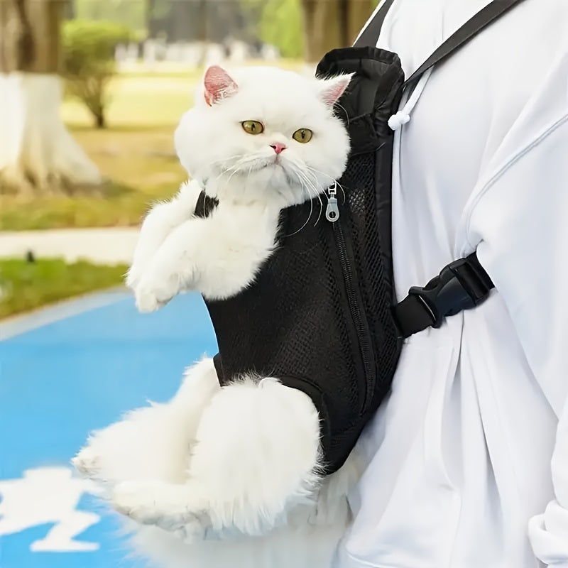 Dog Front Carrier Backpack for Cats and Small Dogs, Breathable Mesh Legs-Out Pet Carrying Bag with Adjustable Straps for Outdoor Walks