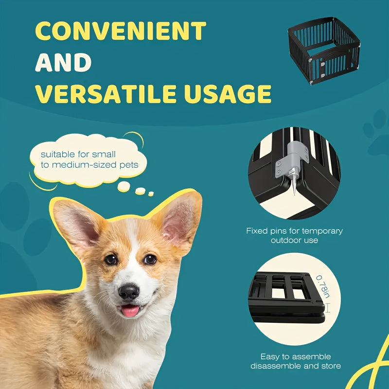 Portable Dog Playpen with Locking Door and Non-Slip Bottom, 4 or 6 Panel Lightweight Puppy Exercise Pen for Indoor and Outdoor Use
