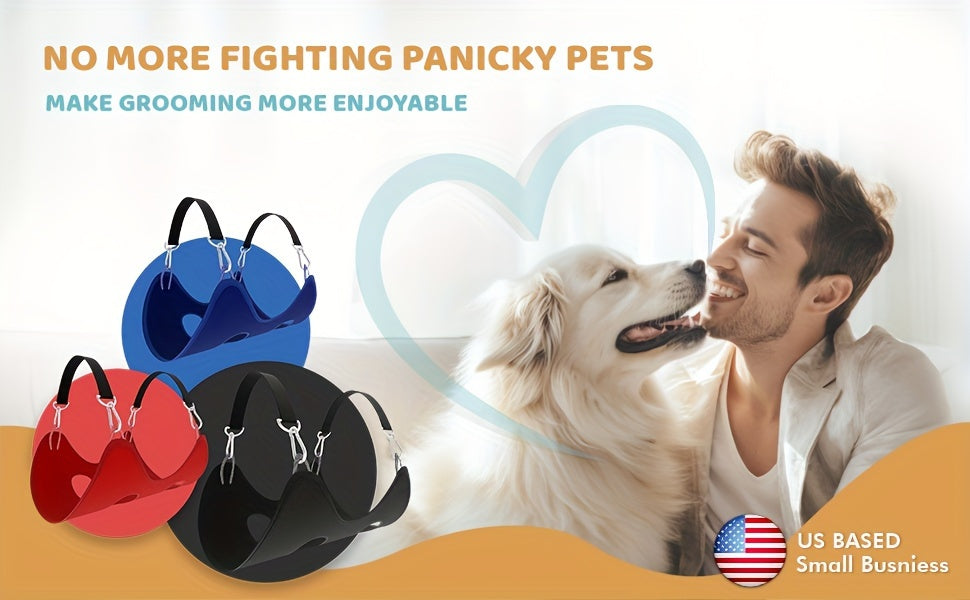 Dog Grooming Hammock with Nail Trimmer for Small to Large Dogs, Sturdy & Safe Grooming Harness Sling with Durable Carabiner Clips & Straps for At-Home Nail Trimming, Bathing & Coat Care, XS-L