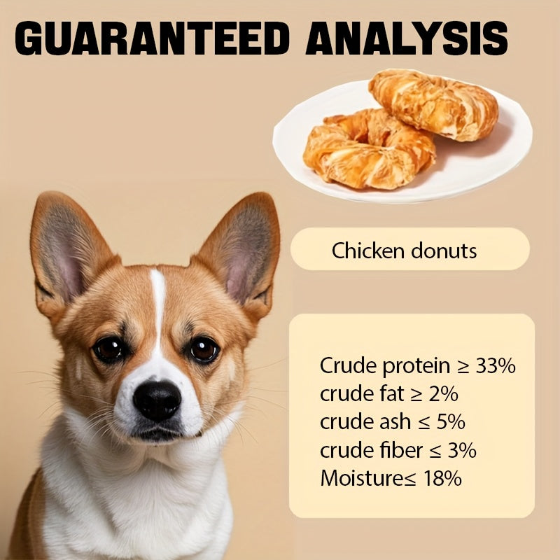 Dog Donut Chew Treats, Chicken or Duck Doughnut Snacks in 2 or 4 Pieces Plus 6-Piece Duck Option for Supervised Rewards and Dog Gift Baskets