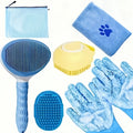 Dog Grooming Kit 6 Piece, Manual Pet Care Set with Brush, Microfiber Towel, Washing Gloves and Shedding Tool for At-Home Bath and Coat Care