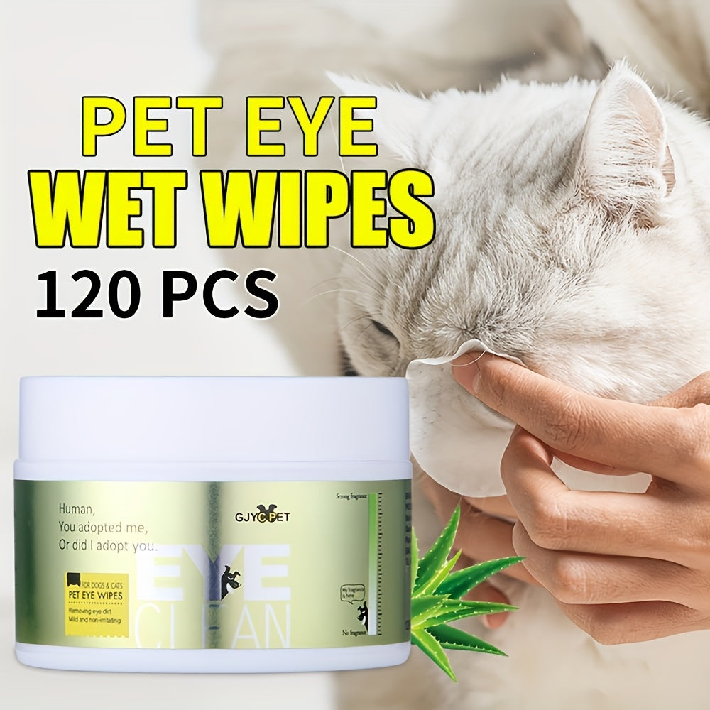 Dog Eye Wipes 120 Count for Daily Eye Area Care, Pet Tear Stain Cleaning Wipes for External Fur Grooming and At-Home Dog Care Routines