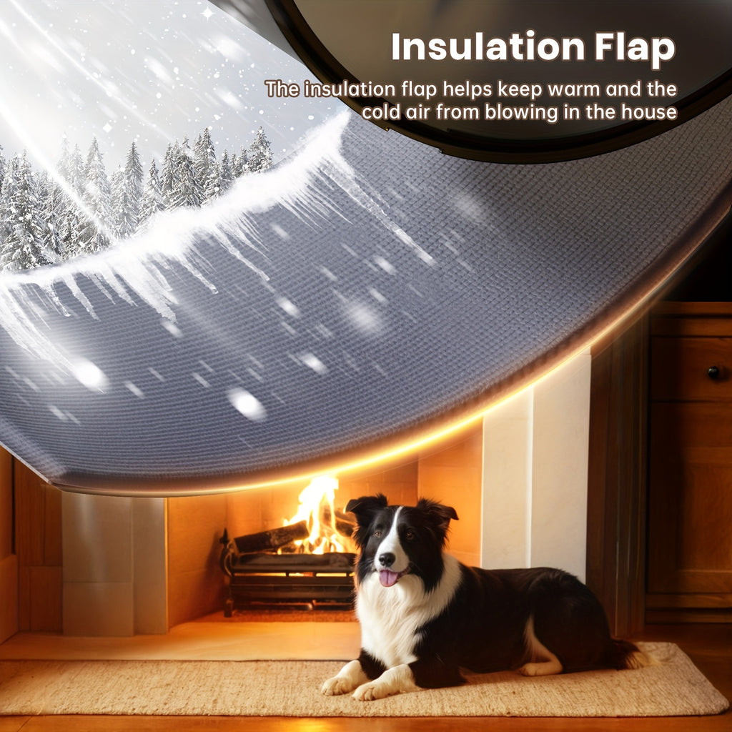 3-Flap Dog Door with Insulation Layer and Two Magnetic Flaps, Reinforced Polymer Pet Entry with Closing Panel in Medium or Large, Black or White