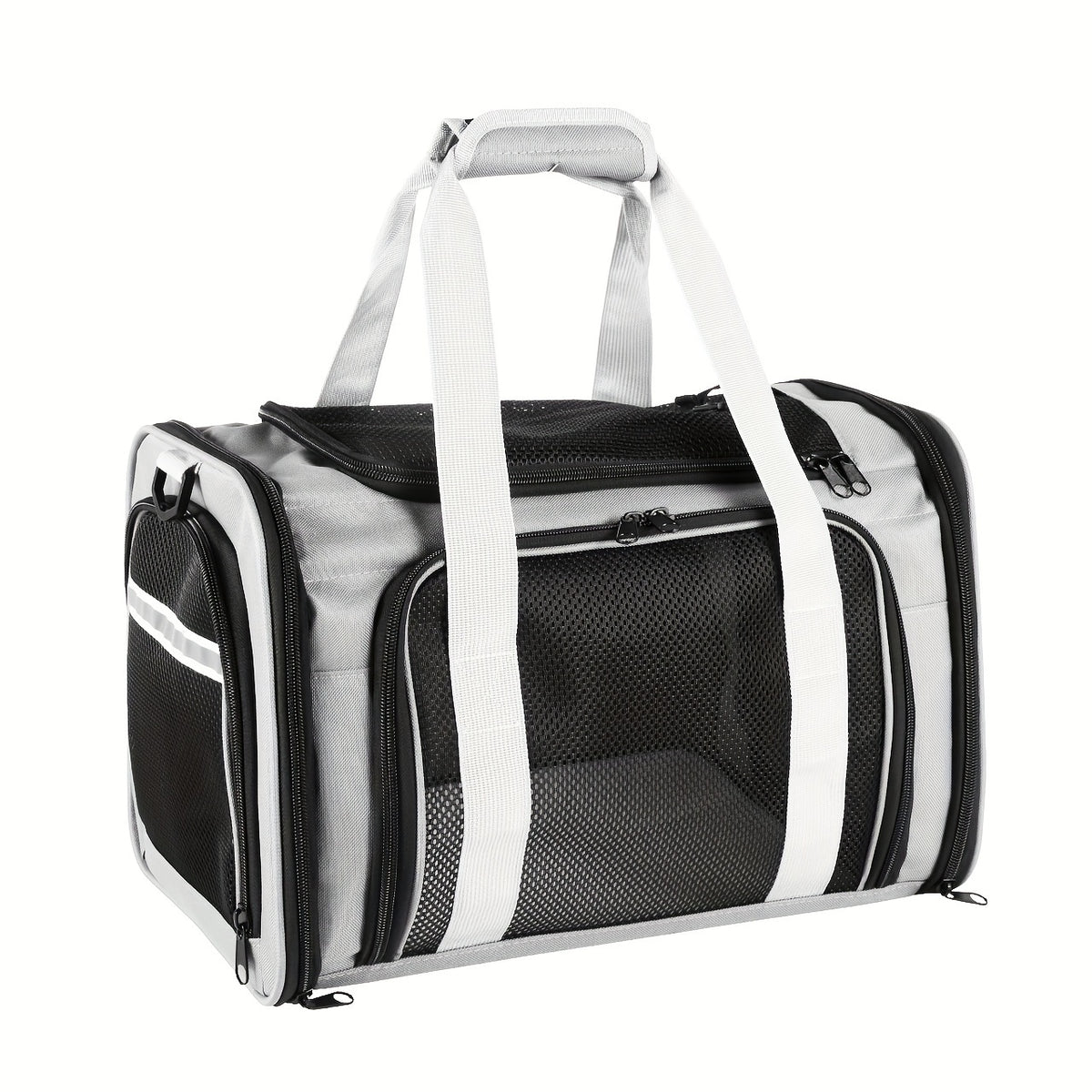 Cat Travel Carrier with Mesh Windows, Collapsible Soft-Sided Pet Bag for Cats and Small Dogs Under 15 lbs, Shoulder Strap and Padded Carry Handle