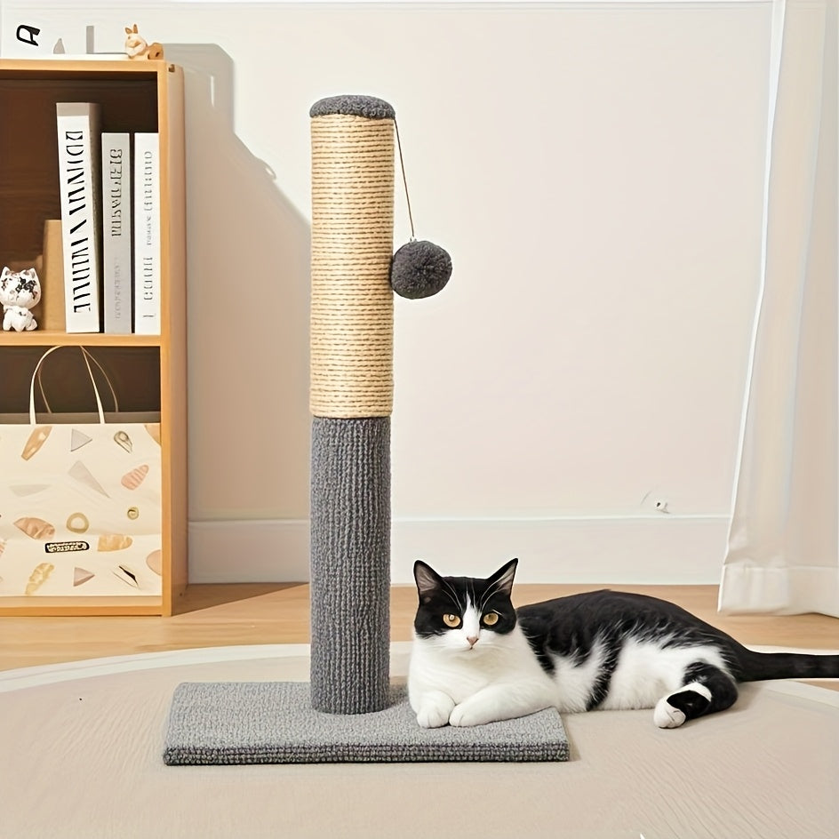 Cat Scratching Post 21 Inch with Hemp Rope, Multi-Level Indoor Cat Climbing Tower with Hanging Balls for Kittens and Adult Cats in Three Colors
