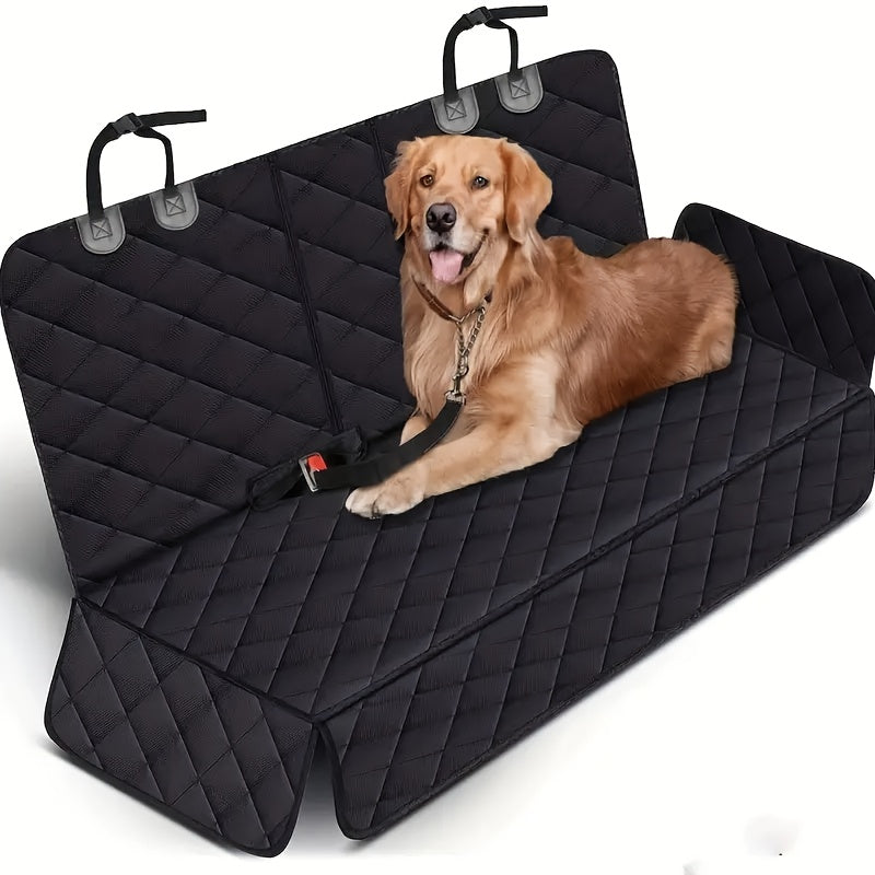 60/40 Split Bench Dog Car Seat Cover, Black Rear Seat Protector for Cars, Trucks and SUVs, Easy Cleanup for Daily Pet Travel and Family Road Trips