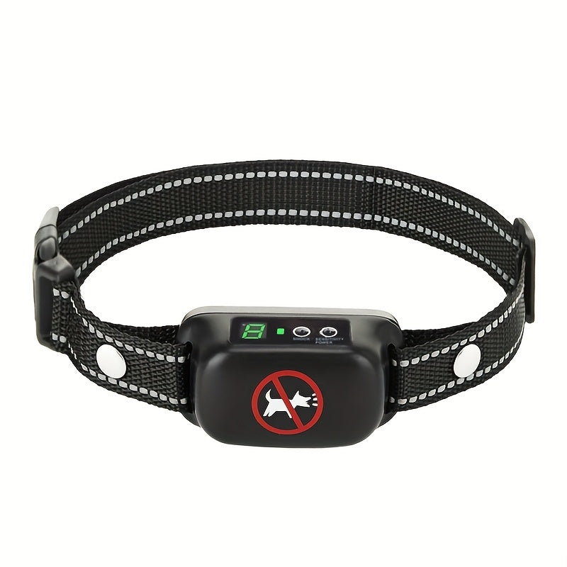 Automatic Dog Bark Collar with Adjustable Black Strap, 3 Listed Modes and Digital Display for Owner-Supervised Bark Control Training