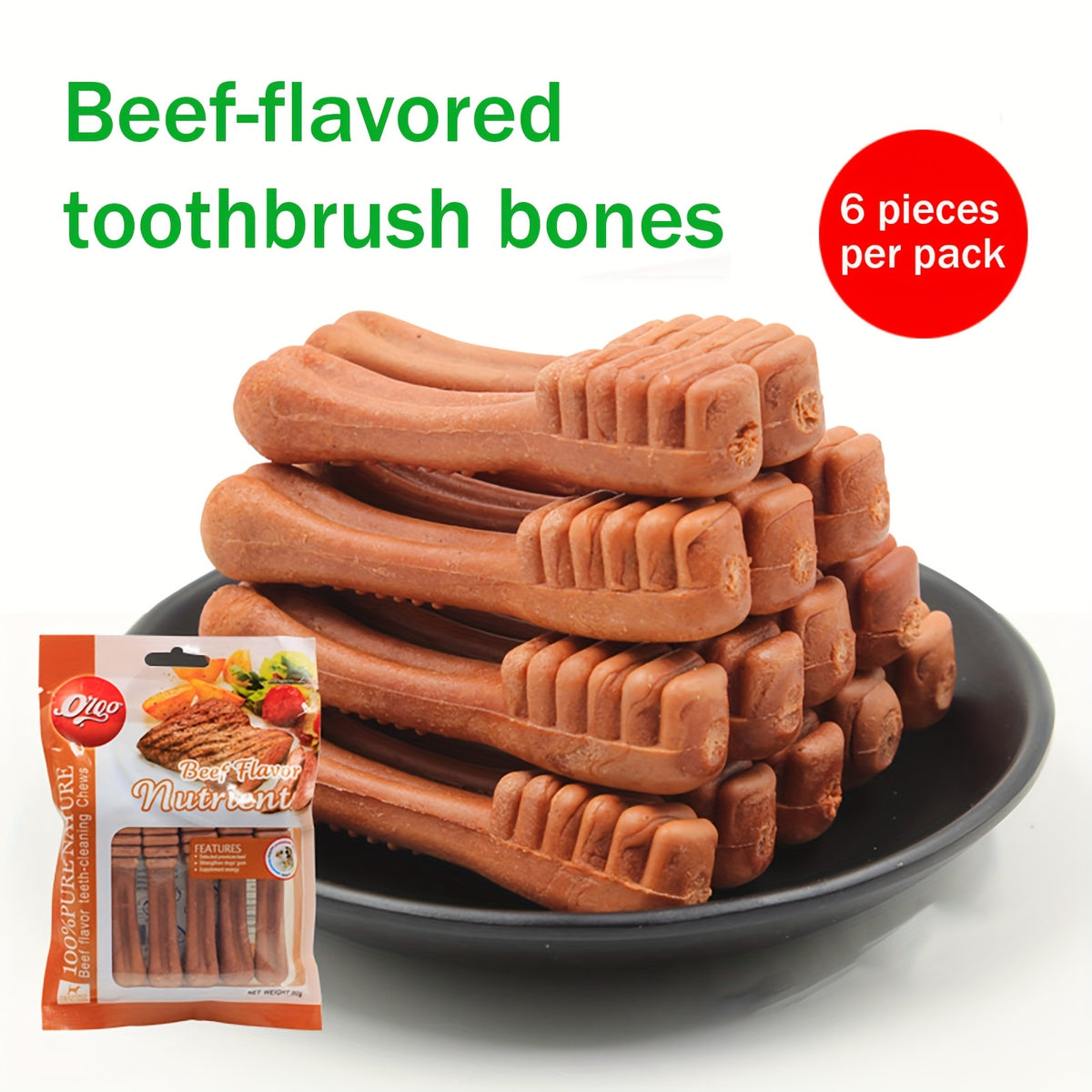 Dog Dental Chew Bone 90g, Beef Milk Mint Toothbrush Cleaning Bone Option for Supervised Chewing and Everyday At-Home Canine Oral Care Routines