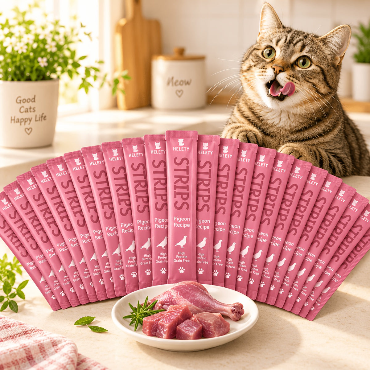 Lickable Cat Treat Sticks, Creamy Squeezable Cat Puree Snacks for Hand Feeding and Food Topping, Multi-Pack and Chicken or Squab 1lb Options