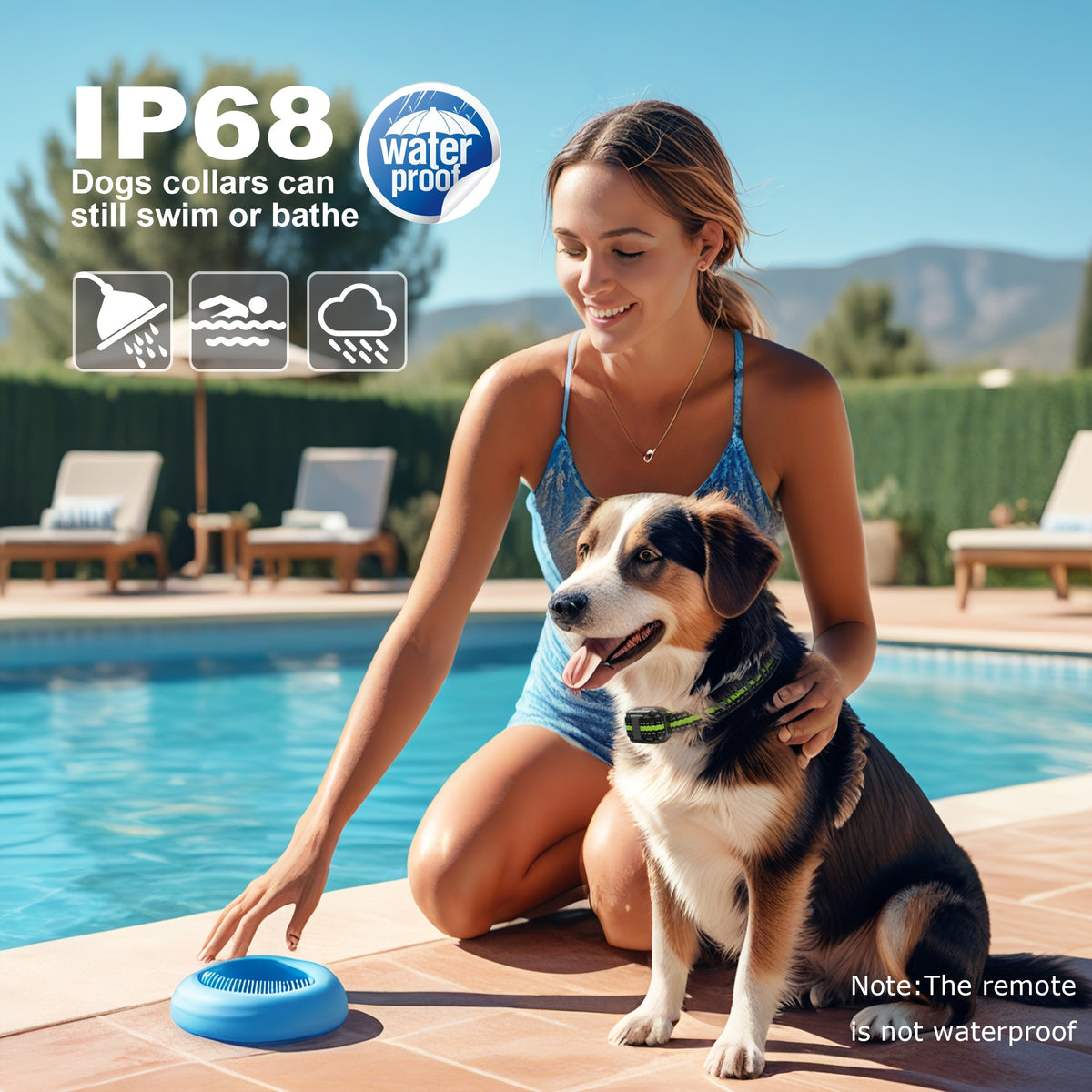 Dog Training Collar with Remote and LED Lights, Beep, Vibration and Static Stimulation Modes, Black or Blue Single-Dog and Blue Two-Dog Options