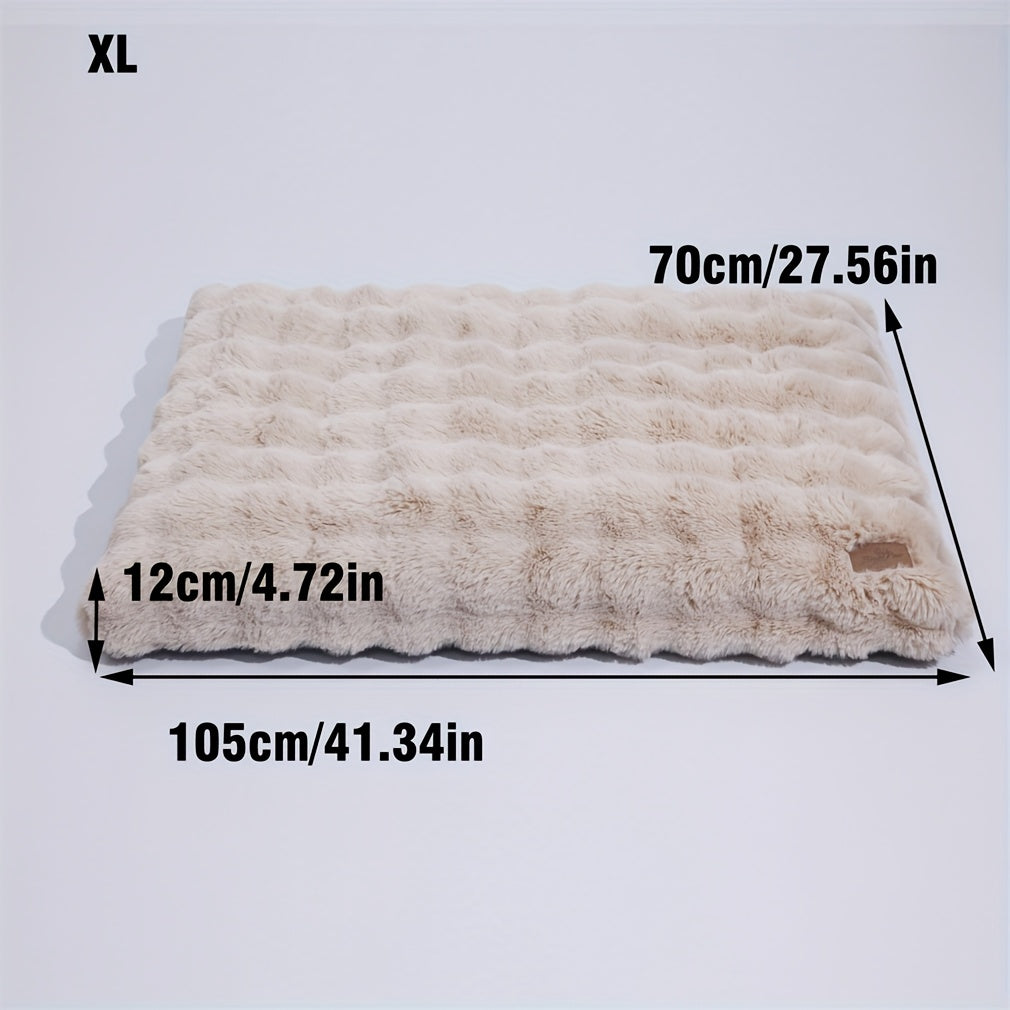 Foam Dog Bed with Waffle-Textured Removable Cover, Polyester Pet Crate Mat in Medium to 3XL Sizes for Indoor Rest, Grey or Khaki and Beige