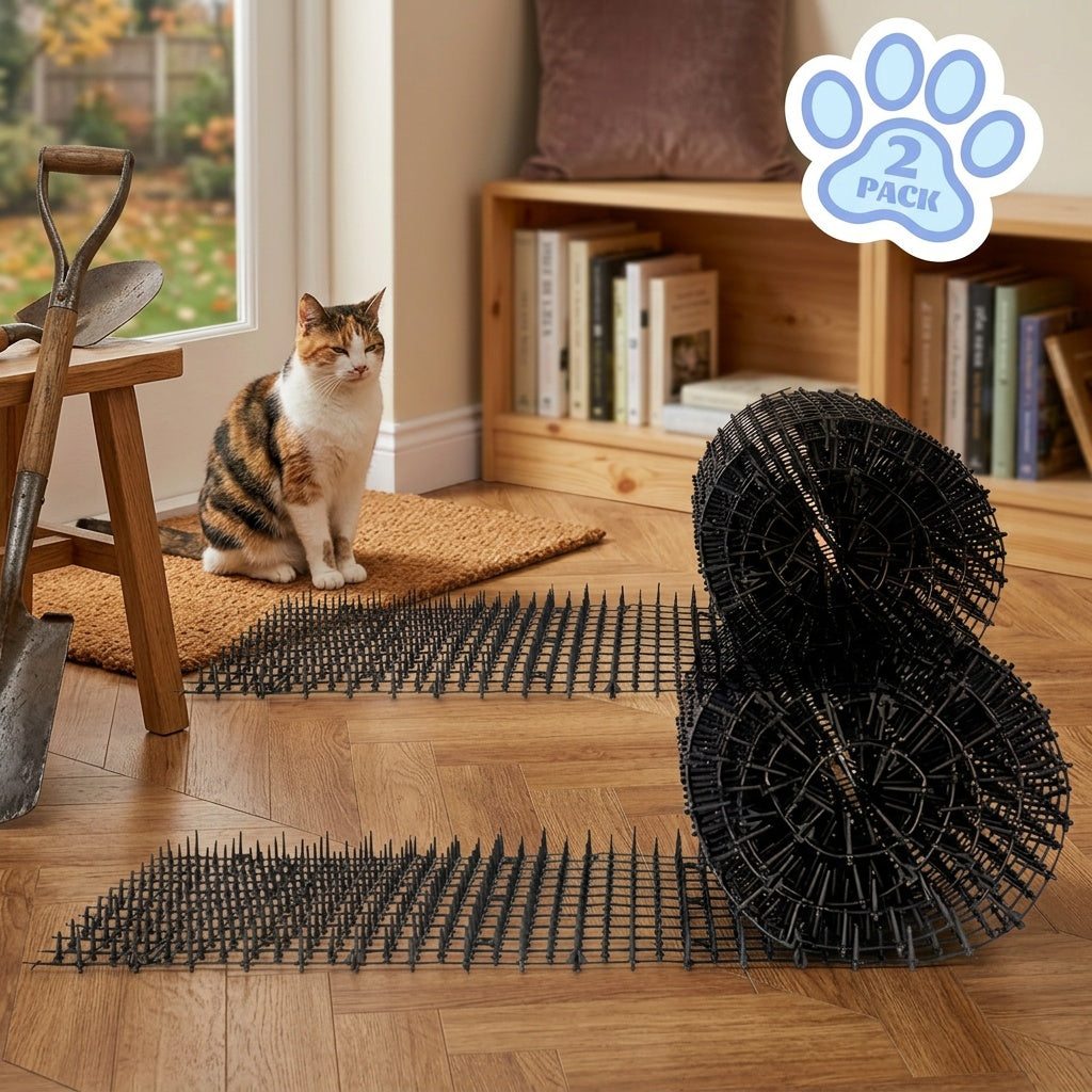 Cat Deterrent Mat with Spikes, 2-Pack Garden Anti-Digging Barrier Strips for Indoor and Outdoor Cat Boundaries and Restricted Areas