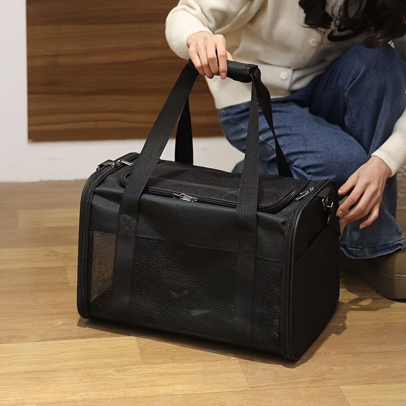 Expandable Cat Carrier with Top Entry, 17 x 11 x 11 Inch Soft-Sided Travel Bag with Mesh Ventilation and Foldable Design for Cats and Small Dogs up to 20 lbs