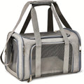 Large Foldable Cat Carrier for Cats and Puppies up to 25 lbs, Soft-Sided Pet Travel Cage in Grey or Black for Vet Visits and Everyday Trips