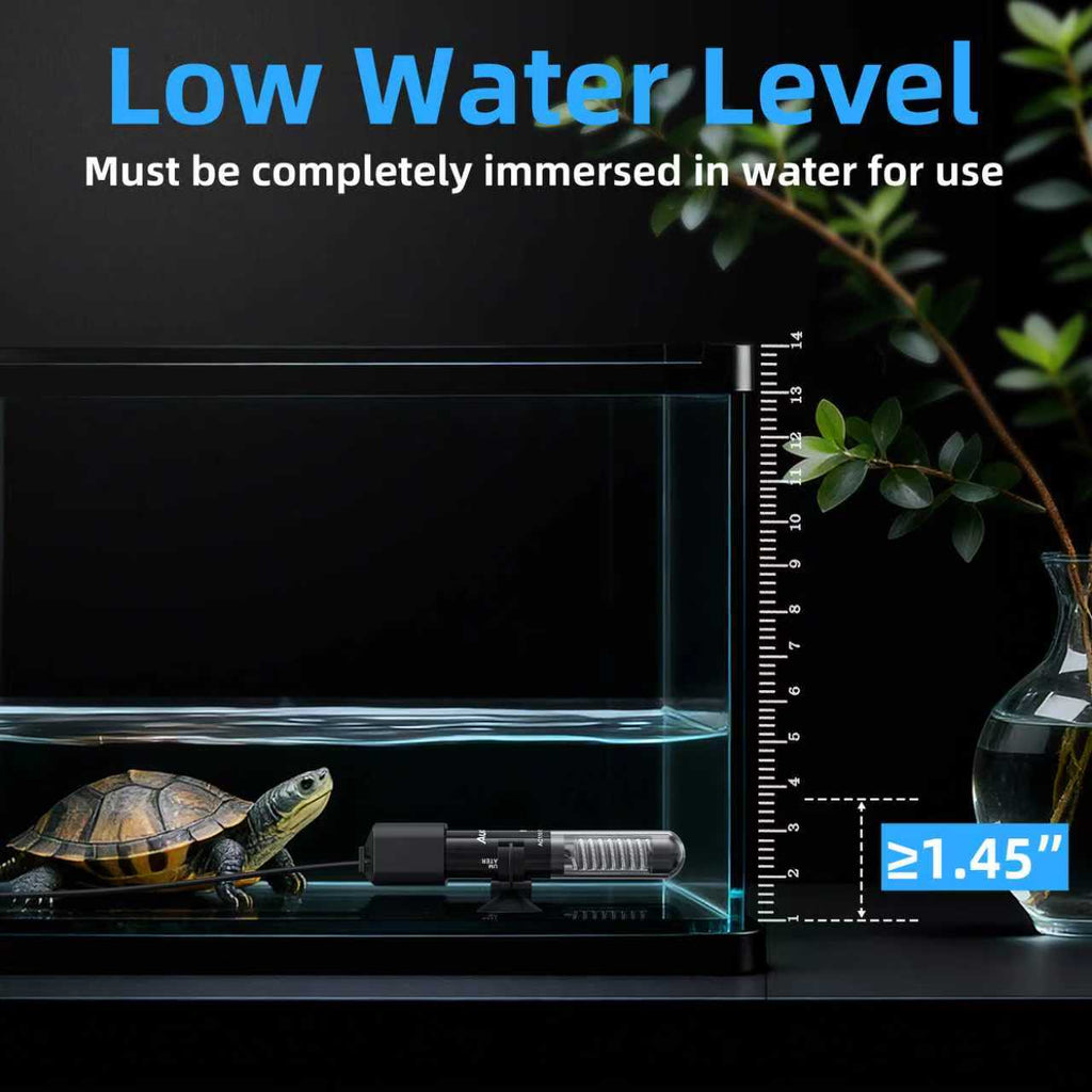 Small Fish Tank Heater 50W, Mini Submersible Aquarium Heater Preset to 78°F for 1-10 Gallon Tanks, 4.5-Inch Design with Thermometer Strip