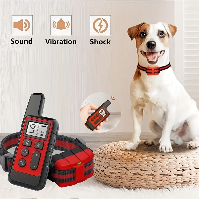 Dog Training Collar with 9-Level Adjustment, Rechargeable Remote E Collar with Tone, Vibration and Static Stimulation Modes in Red or Black