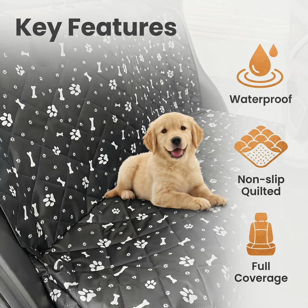 Washable Dog Car Seat Cover for Back Seats, Anti-Slip Scratch-Resistant Pet Fur and Mud Protector with Armrest Compatibility