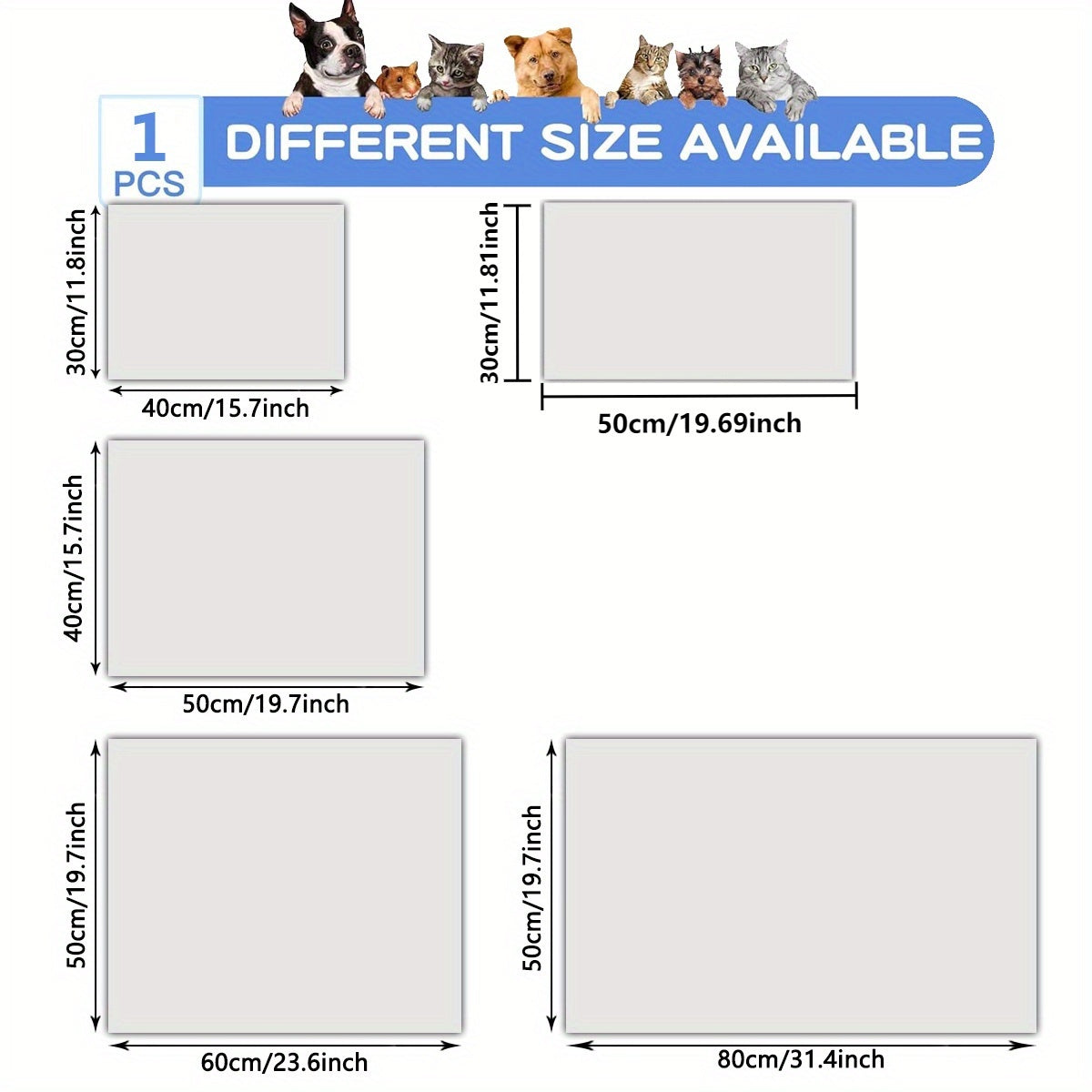 Paw Print Pet Feeding Mat, Light Gray 11.81 x 15.75 Inch Absorbent Non-Slip Bowl Pad with Herringbone Design for Dog and Cat Food and Water Stations
