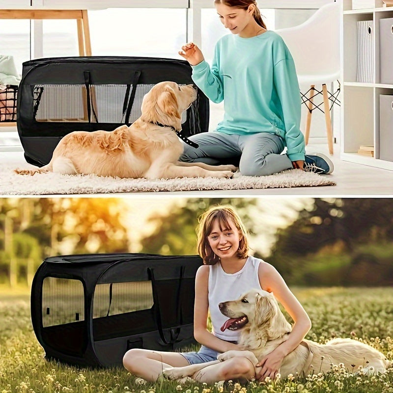 Rectangular Folding Dog Kennel for Puppies, Pet Tent for Supervised Rest with Foldable Design, Olive Green, Grey, Navy or Black Options, 1 Piece
