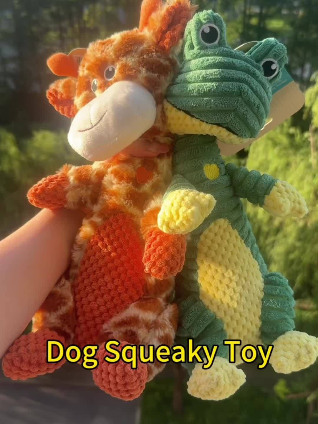 Squeaky Dog Toy with Plush Animal Design for Interactive Tug and Supervised Play, Sweet Heart Duck, Deer or Frog Pet Gift Options