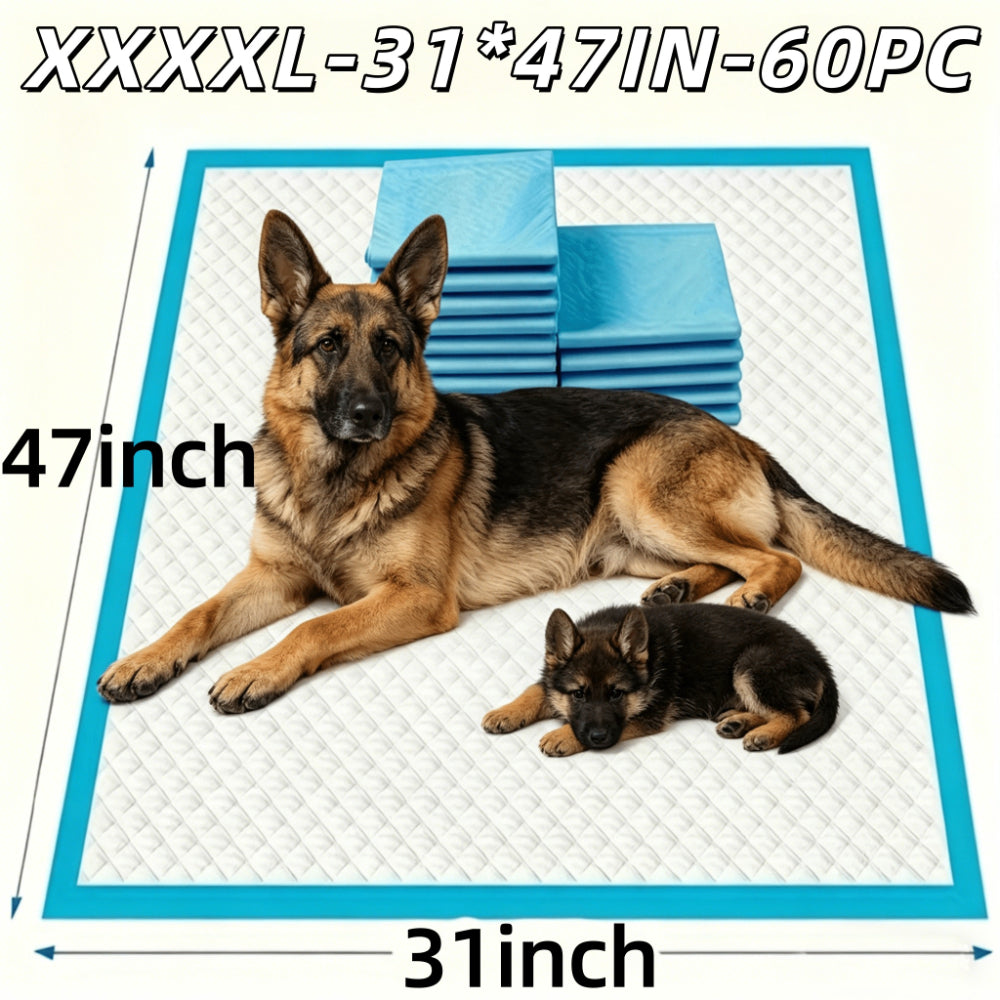Dog Pee Pads 31 x 47 Inch, 60 Count Six-Layer Absorbent Potty Training Pads with Extra Large Coverage for Large Dogs and Indoor Pet Cleanup