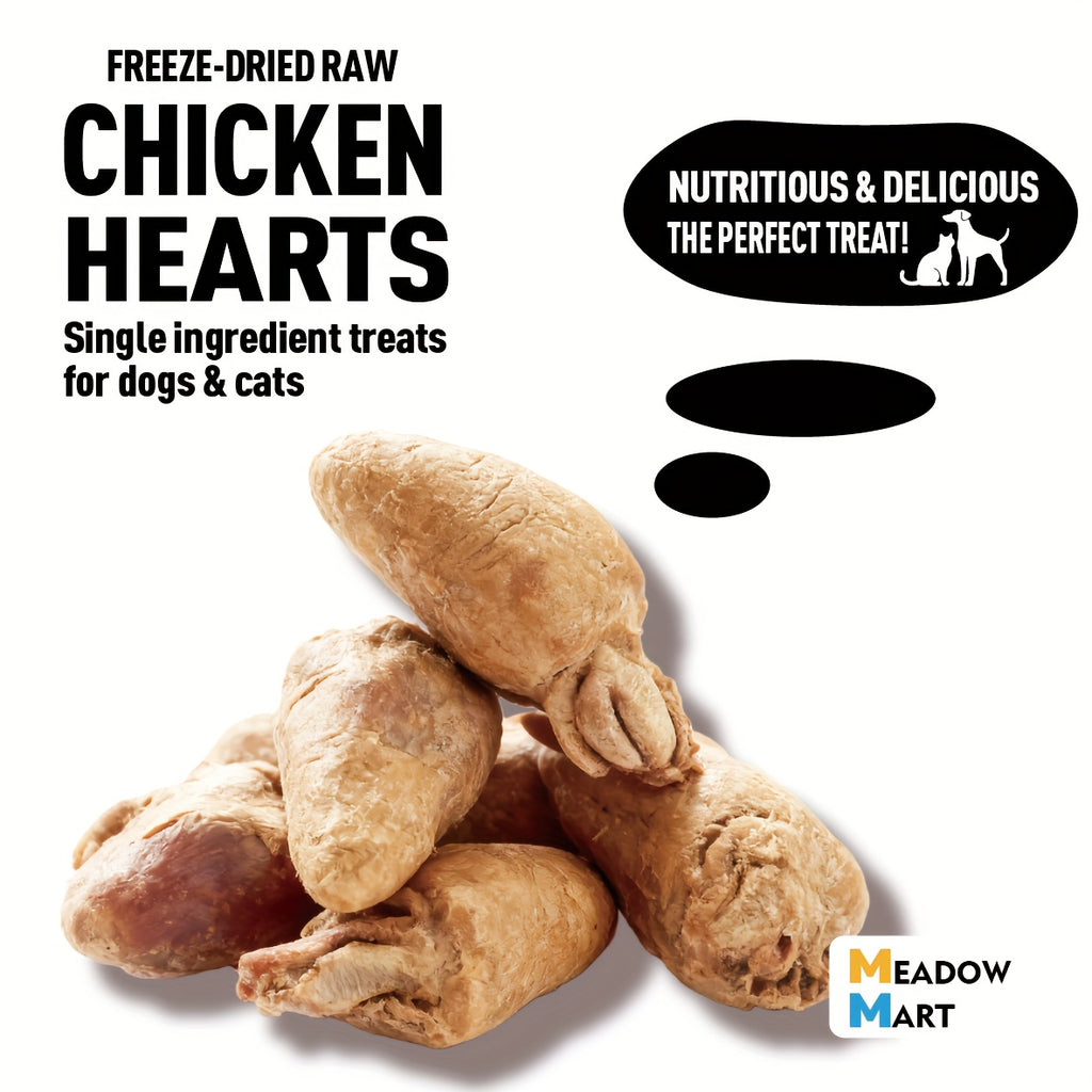 Freeze Dried Chicken Heart Dog Treats, Single Ingredient Grain-Free Raw Snacks for Training Rewards and Food Toppers, 200g or 300g