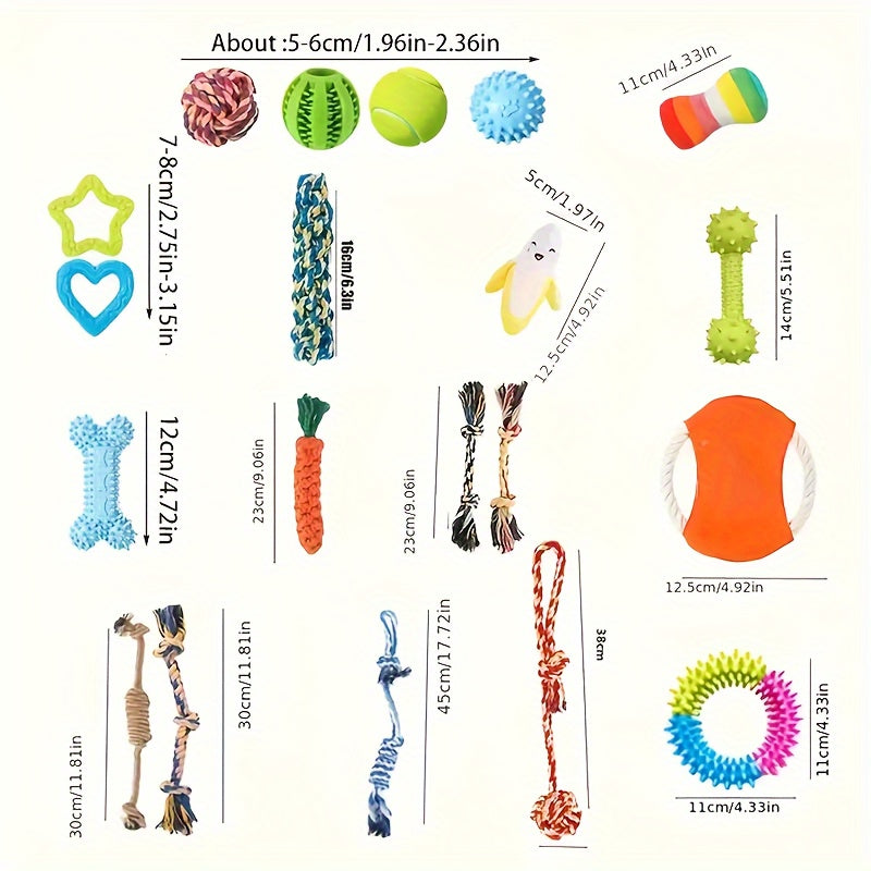 Dog Toy Variety Pack for Small Dogs, 6 or 12 Random Assorted Toys with Rope Knots, Squeakers and Balls for Supervised Puppy Play and Toy Rotation