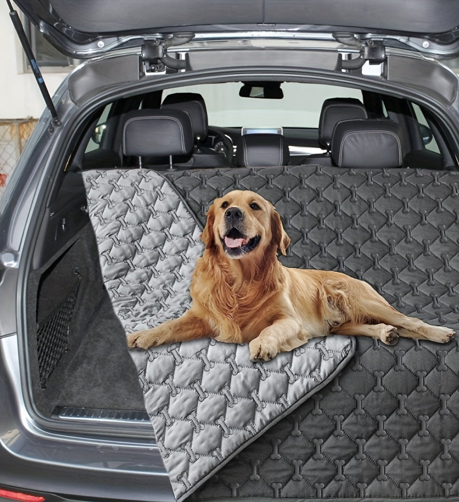 Dog Blanket with Bone Pattern and TPU Inner Membrane, Reversible Machine Washable Pet Couch and Bed Cover in Grey or Coffee, Seven Sizes